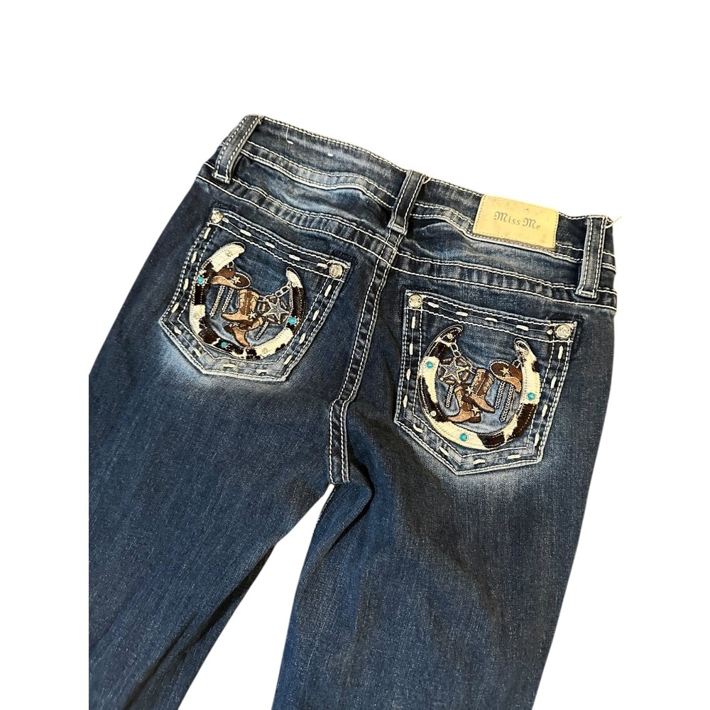 Miss Me Jeans Womens Size 28x31 Mid Rise Straight Rare horseshoe boots pocket